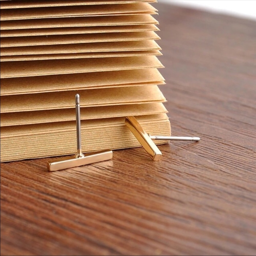 Mini Bar Stud Earrings - Picture 2 of 5